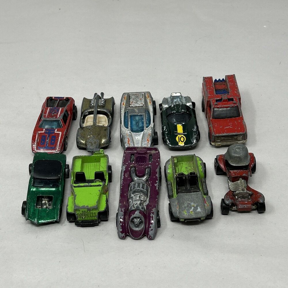 Vintage Lot of 10 1960's/1970s Hot Wheels Redlines Diecast Cars Mattel